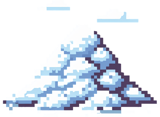 pixel art of a mound of snow.
Single Game Texture. In-Game asset. 2d. Blank background. High contrast. No shadows.
