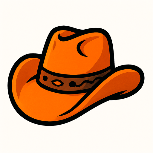 sombrero de vaquero de color naranja.
In-Game asset.  2d.  High contrast.  No shadows