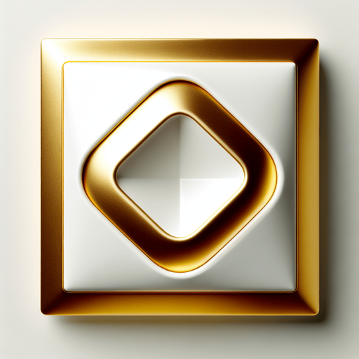 white square with golden rounded corners, in front view.