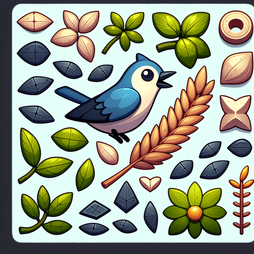 Kuş yemi.
Single Game Texture.  In-Game asset.  2d.  Blank background.  High contrast.  No shadows