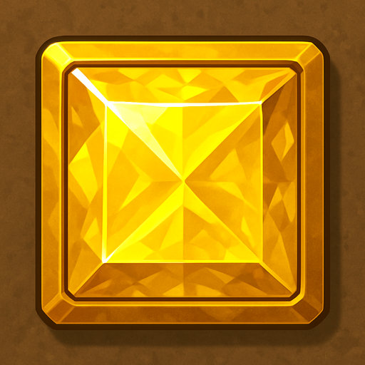 yellow gem square realistic.
In-Game asset.  2d.  High contrast.  No shadows