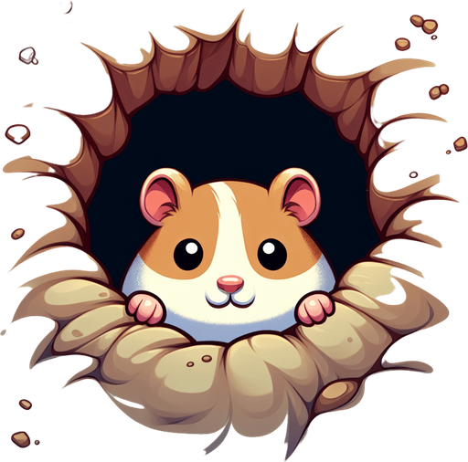 curious hamster emerge from the cozy burrow background. Play the “Hit the Hamster” game.
Single Game Texture. In-Game asset. 2d. Blank background. High contrast. No shadows.