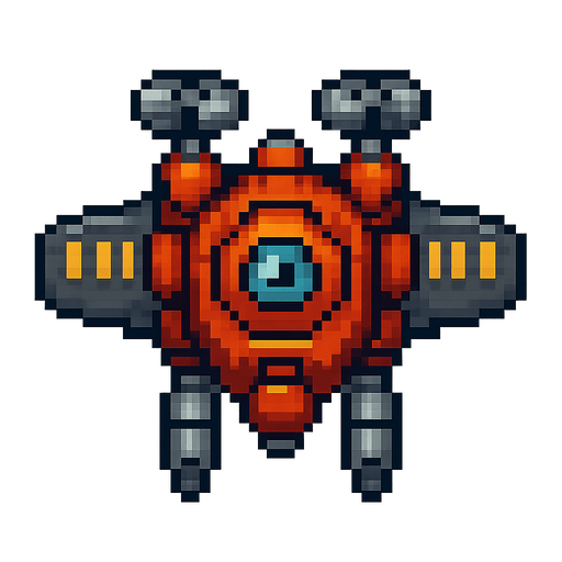 16 bit top down flyin war drone.
In-Game asset.  2d.  High contrast.  No shadows