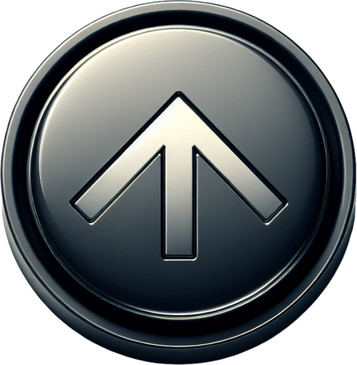 round button with a big "up" arrow icon and a small line under it.
UI