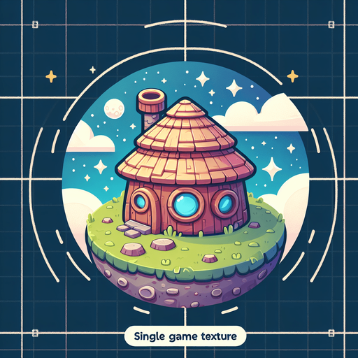 round house planet, cartoon Single Game Texture. In-Game asset. 2d. Blank background. High contrast. Single Game Texture. In-Game asset. 2d. Blank background. High contrast. No shadows.