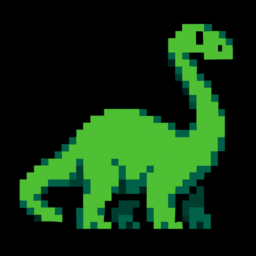 Brontosaurus pixel.
In-Game asset.  2d.  High contrast.  No shadows