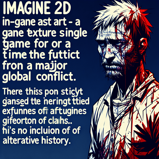 A humans who traveled through time came from World War 3.
Single Game Texture. In-Game asset. 2d. Blank background. High contrast. No shadows.
