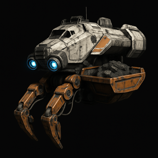 Maden toplayıcı uzay mekiği, Gerçekçi.
In-Game asset.  High contrast.  No shadows