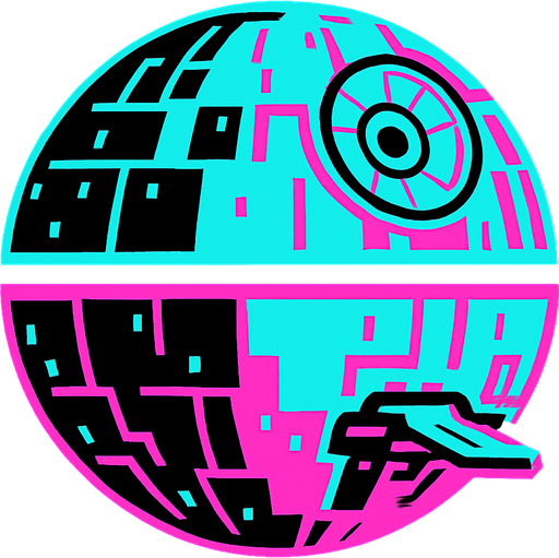 an Arcade style MOther ship like Death star.
In-Game asset.  2d.  High contrast.  No shadows