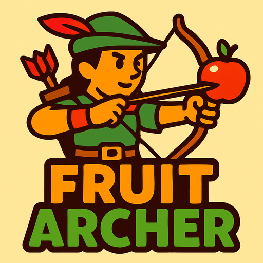 Fruit Archer titulo.
In-Game asset.  2d.  High contrast.  No shadows