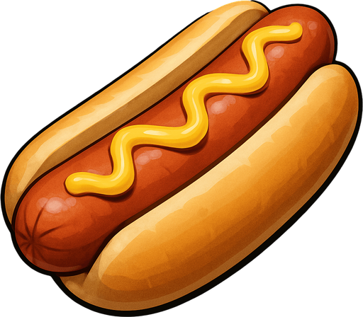 A realistic hotdog.
In-Game asset.  2d.  High contrast.  No shadows