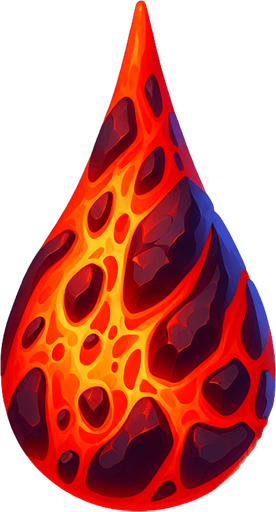 a drop of lava..
Single Game Texture. In-Game asset. 2d. Blank background. High contrast. No shadows.