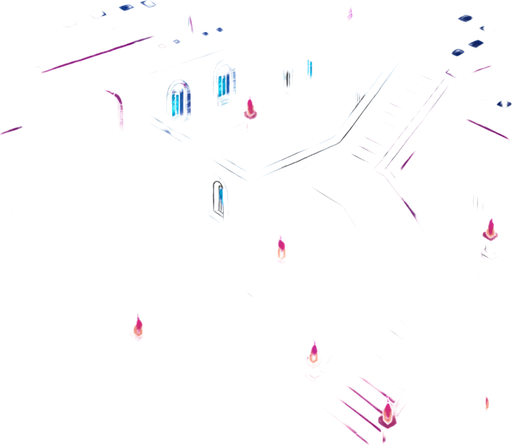 Top down isometric neon cyberpunk castle mansion interior dungeon background large