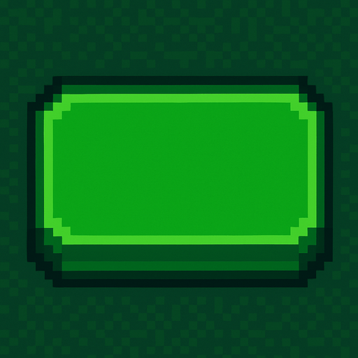 Bana yeşil bir 2d pixel düğme çiz.
In-Game asset.  2d.  High contrast.  No shadows