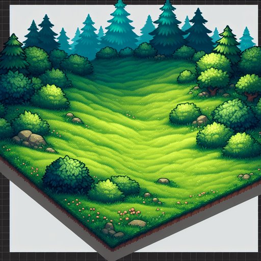 green meadow.
Single Game Texture.  In-Game asset.  2d.  Blank background.  High contrast.  No shadows