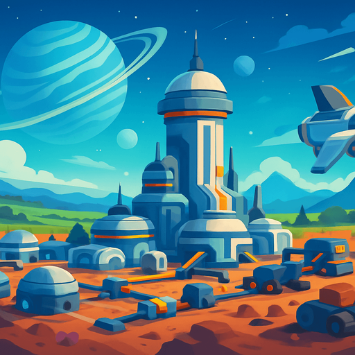 Fullscreen modern App Store landscape banner, 16:9, high definition, for a game titled "Galactic Colony Command" and with the description "Kendi uzay kolonini kur, kaynakları topla, otomasyon sistemleri geliştir ve diğer kolonilerle stratejik savaşlara girerek galaksinin hakimi ol!". No text on banner!