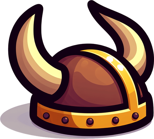 A horned Viking cap. Side profile. Cartoon..
Single Game Texture.  In-Game asset.  2d.  Blank background.  High contrast.  No shadows