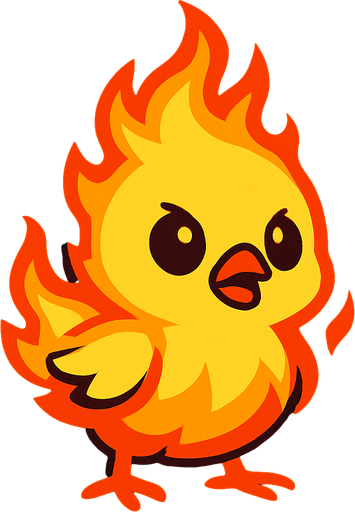 ateş civcivi.
In-Game asset.  2d.  High contrast.  No shadows