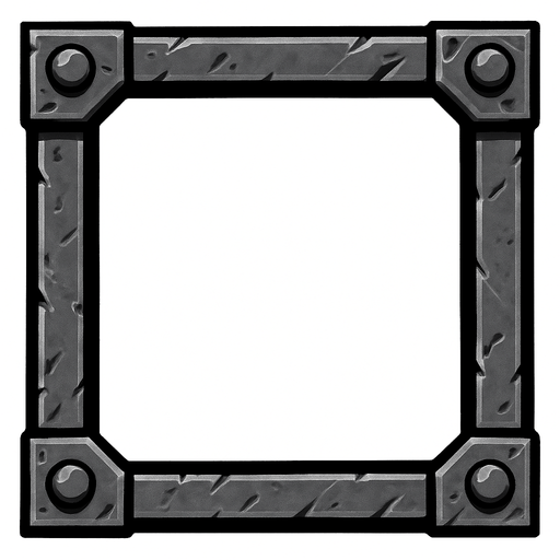 metal border.
In-Game asset.  2d.  High contrast.  No shadows