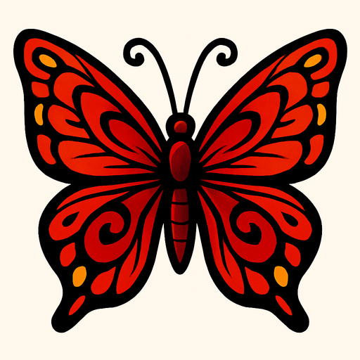 çok güzel renkleri olan ağırlıklı olarak kırmızı renkli kelebek.
In-Game asset.  2d.  High contrast.  No shadows