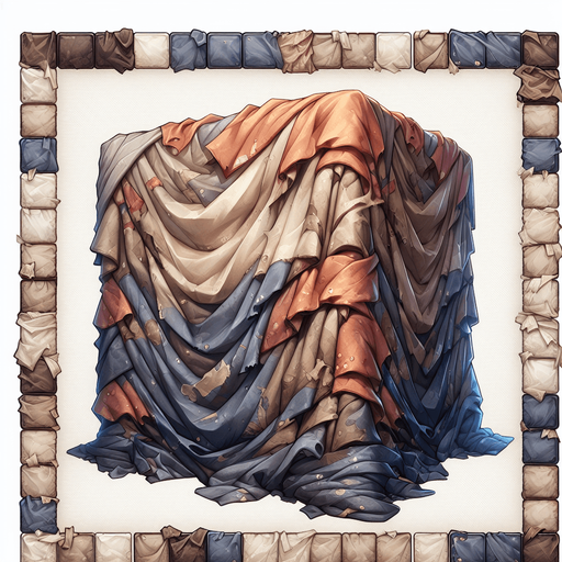 Dirty blanket.
Single Game Texture.  In-Game asset.  2d.  Blank background.  High contrast.  No shadows