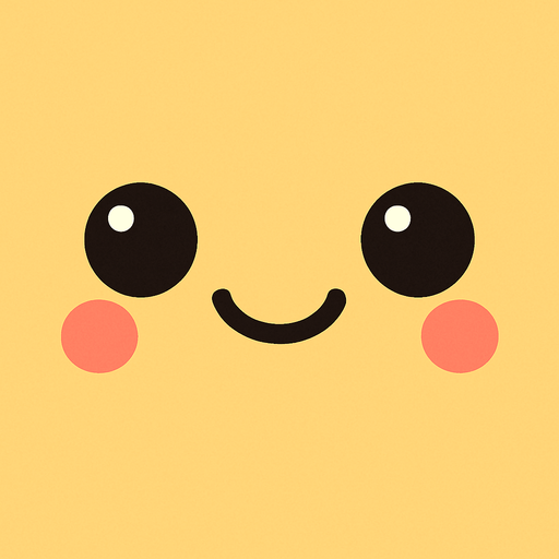 A cute face with cute smile.
In-Game asset.  2d.  High contrast.  No shadows