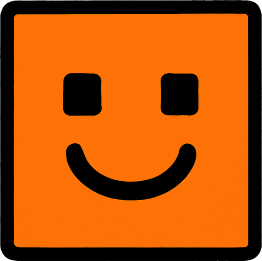 Basit turuncu renkde kare yüz.
In-Game asset.  2d.  High contrast.  No shadows