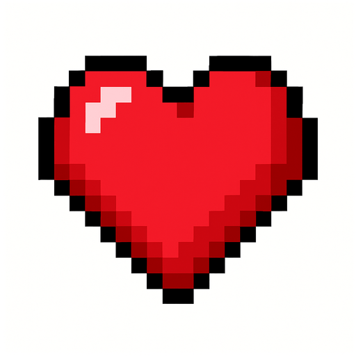 pixel heart.
In-Game asset.  2d.  High contrast.  No shadows