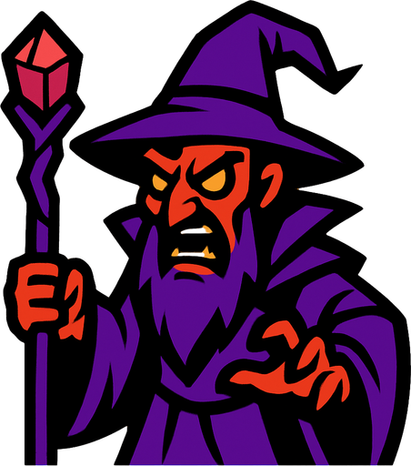 bad wizard.
In-Game asset.  2d.  High contrast.  No shadows