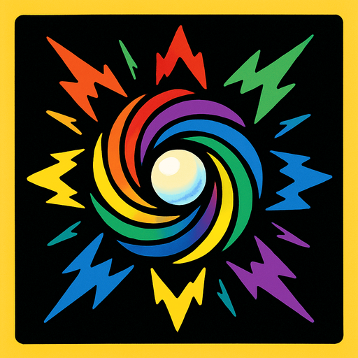 rainbow energy.
In-Game asset.  2d.  High contrast.  No shadows