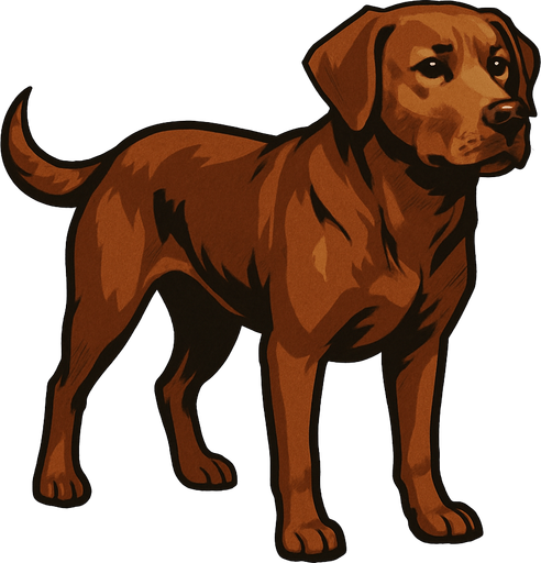 A realistic brown dog.
In-Game asset.  2d.  High contrast.  No shadows
