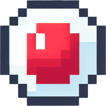 Red dot with white in the middle pixel.
Single Game Texture. In-Game asset. 2d. Blank background. High contrast. No shadows.