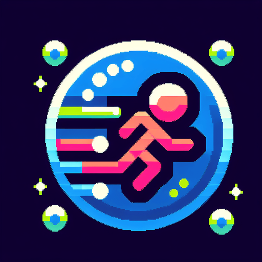 pixel art bubble with a stick figure inside of it that's dashing and add three small lines behind it in neon color..
Single Game Texture. In-Game asset. 2d. Blank background. High contrast. No shadows.
