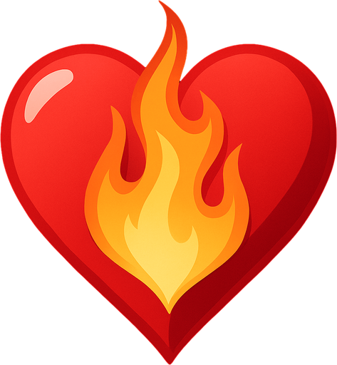 Just the heart from this picture with a flame in the cent t of it.