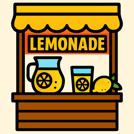 lemonade stand.
In-Game asset.  2d.  High contrast.  No shadows