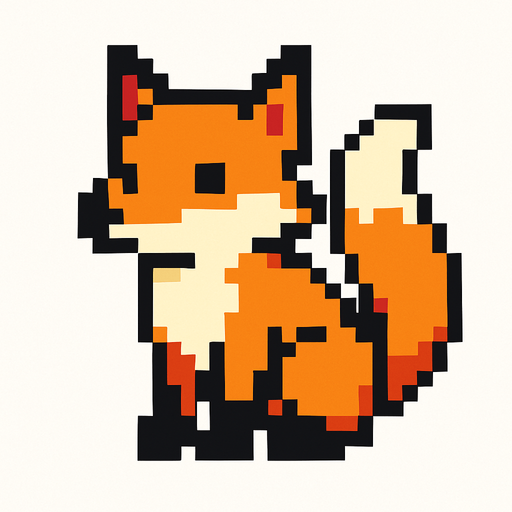 Fox pixel.
In-Game asset.  2d.  High contrast.  No shadows