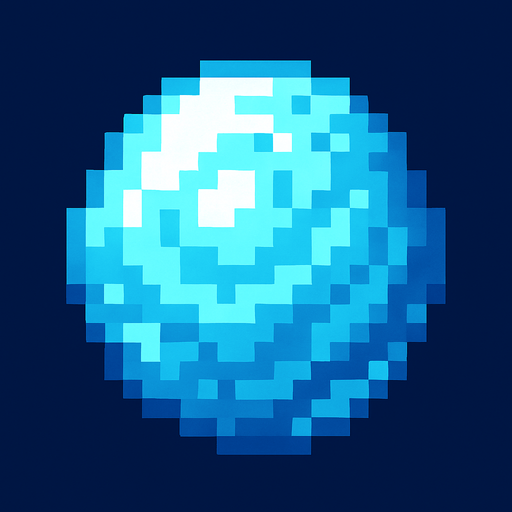 bola de hielo de pixeles.
In-Game asset.  2d.  High contrast.  No shadows