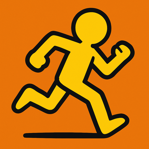 yellow runner running.
In-Game asset.  2d.  High contrast.  No shadows