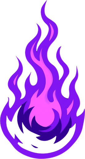 Karanlık morumsu ateşi yukarı doğru olan alev topu.
In-Game asset.  2d.  High contrast.  No shadows