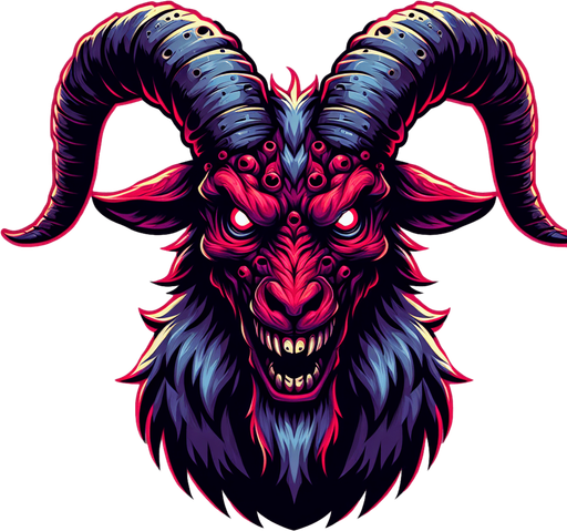 demon goat staring.
Single Game Texture. In-Game asset. 2d. Blank background. High contrast. No shadows.