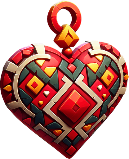 a heart christmas decoration. Single Game Texture. In-Game asset. 2d. Blank background. High contrast. No shadows.