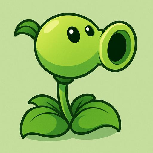 Un lanza guisantes del videojuego plantas vs zombies.
In-Game asset.  No shadows