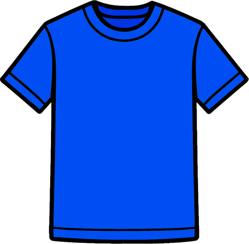 Blue T-shirt.
High contrast.  No shadows