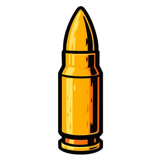 a bullet.
In-Game asset.  2d.  High contrast.  No shadows