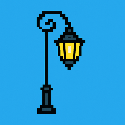 street lamp pixel.
In-Game asset.  2d.  High contrast.  No shadows