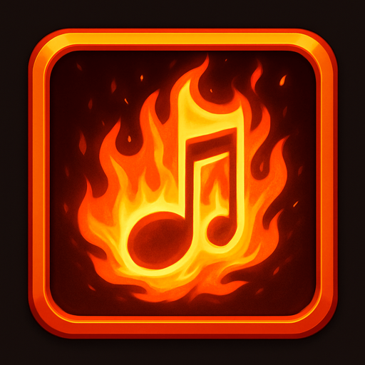Generame una boton con dentro de forma de una nota musical con efectos de fuego
..
In-Game asset.  2d.  High contrast.  No shadows