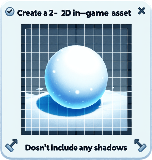snowball.
Single Game Texture.  In-Game asset.  2d.  Blank background.  High contrast.  No shadows