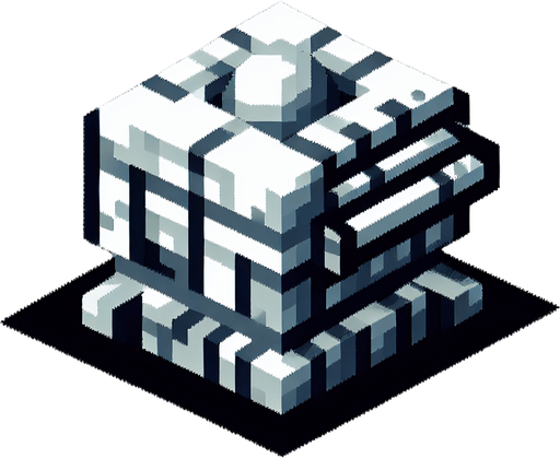 square shaped snowball shooting turret. pixelated. 8 bit. Single Game Texture. In-Game asset. 2d. Blank background. High contrast. No shadows.