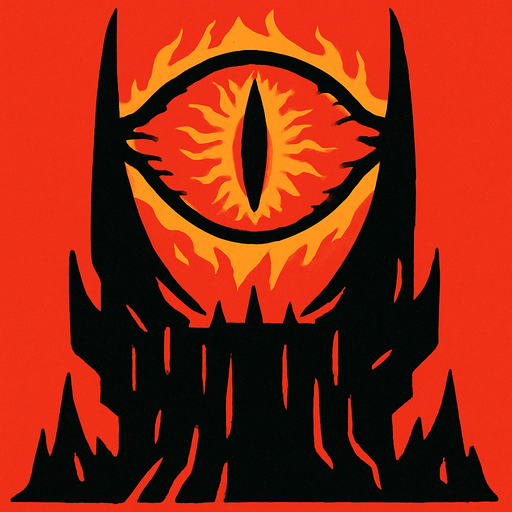 Eye of sauron.
In-Game asset.  2d.  High contrast.  No shadows