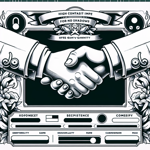 handshake.
Single Game Texture. In-Game asset. 2d. Blank background. High contrast. No shadows.